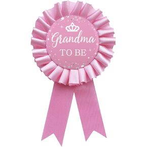 WOWOPA Grandma to Be Pin, Gender Reveals Baby Shower Tinplate Badge Pink Corsage Button Pin, New Grandma Party Gift Decorations Sign - 1Pcs
