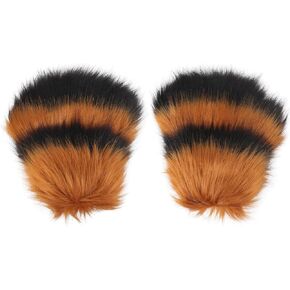 1 Pairs Women Halloween Plush Cat Paws Fingerless Gloves Party Cosplay Costume Accessories Animal Furry Claw Mittens
