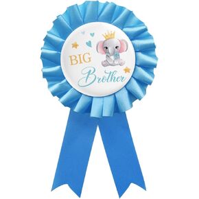 Blue Big Brother Tinplate Badge Pin Baby Shower Button Pin It's a Boy Award Ribbon Elephant Pattern Party Decorations Sign