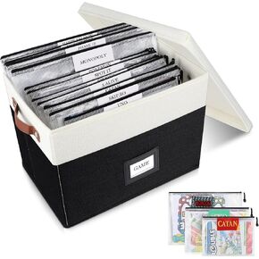 Board Game Storage, Board Game Organizer with 12pcs Zipper Bags and Writable Stickers, Board Game Organizers Storage with Lid for Office Supplies, Puzzles, Video Game, Craft Product in Saudi Arabia