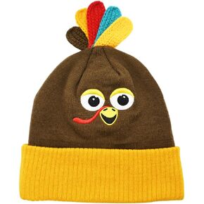 WODMAZ Thanksgiving Pom Pom Beanie Hat, Thanksgiving Turkey Hat Running Hat for Kids Adults Thanksgiving Dress Up Party, Role Play and Thanksgiving Costume Accessories