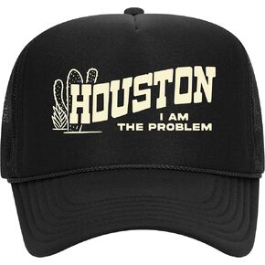 Houston I Am The Problem Trucker Hat | Vintage Cowboy Cowgirl Western Funny | Premium Mesh Foam Snapback Hat for Men & Women