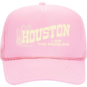 Houston I Am The Problem Trucker Hat | Vintage Cowboy Cowgirl Western Funny | Premium Mesh Foam Snapback Hat for Men & Women