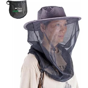 Mosquito Head Net Hat Sun Safari Hats with Hidden Net Mesh Mask for Fishing Hiking Camping Climbing Black