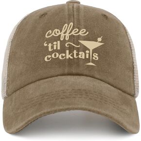 Coffee til Cocktails Black hat Funny Trucker hat AllBlack dad hat Gifts for Him Beach Hats