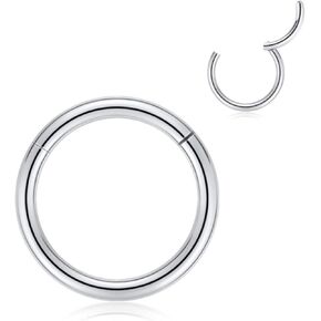 FUNLMO 22g Nose Rings Cartilage Earring Small Hoop Earring Tiny Thin Piercing Hoop Ring for Helix Tragus Conch Rook Lobe 6mm Black