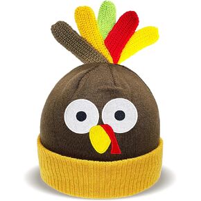 Thanksgiving Turkey Beanie Hats Knitted Turkey Hat for Adult Turkey Trot Running Costume for Thanksgiving Party