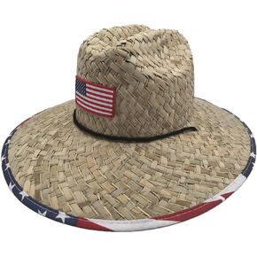 Men's Lifeguard Straw Hats Sun Hats Outdoor Hats Wide Brim Beach Swimming for Men