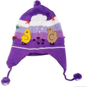 Earflap hat for Kids Cute Hand Knitted Children Beanie 1 Year Old, Hand Embroidered Chullo Arpillera hat Peru Ecuador Bolivia