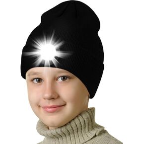 Gifts for Teenage Boys Girls Beanie with Light,Camping Gear,Led Beanie Hat with Light,Stocking Stuffers