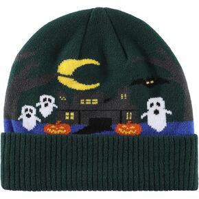 Connectyle Toddler Kid's Halloween Beanie Hat Boys Girls Warm Winter Hats Acrylic Knitted Watch Hat Funny Skull Cap