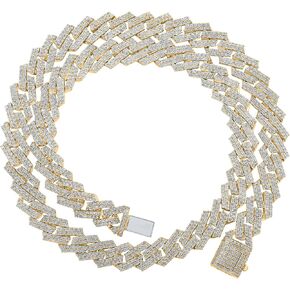 10kt Yellow Gold Mens Round Diamond Cuban Curb Link Chain Necklace 21-3/4 Cttw