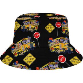DKJlitter Bucket Hat Fun School Bus Driver Party Sun Cap Fashion Fisherman's Hat for Women and Men