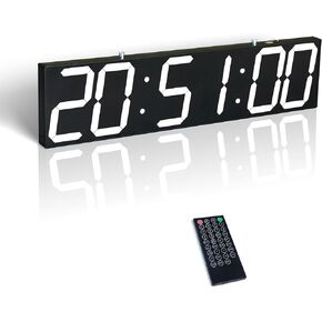 27.6in Double Side Digital Wall Clock, Multifunctional Led Digital Clock with Timer, Temperature and Date Display, Large Hanging Clock for Corridors, Hospitals (White)