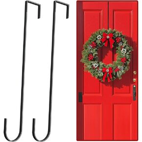 15" Wreath Hangers for Front Door,2 Pack Wreath Door Hanger,Non Scratch Over The Door Hooks Halloween Christmas Easter Decorations Welcome Sign for Front Door Décor, Slim Hangers