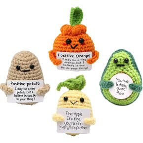 4PCS Emotional Support Crochet- Handmade Positive Potato,Avocado Pineapple and Orange Positive Emotional Support Cute Desk Decor Cheer Up Gift in Saudi Arabia