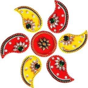 Mango Design Acrylic Rangoli Floor Decorations Table Decoration Studded Stones Sequins Traditional Festive Home Door Décor Multicolor Rangoli | JLARTS-03