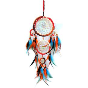 Blue Dream Catcher Decor with Lights Handmade Feather LED Light Up Dream Catchers for Bedroom Bohemian Home Decor Wedding Ornament Craft Gift