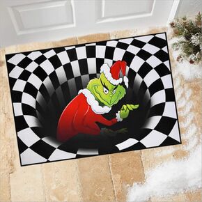 ​3D Illusion Christmas Doormat, Non-Slip, Indoor/Outdoor, for Christmas Decoration Indoor and Outdoor Rug Front Door Floor mat Carpet (red, 23.6-35.4IN)
