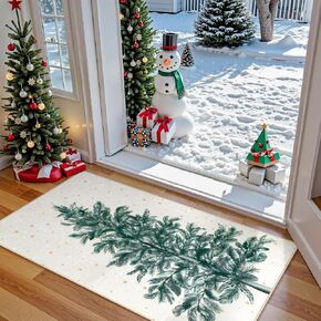 Lahome Christmas Runner Rug 2x6 Non-Slip Hallway Runner Rug Indoor, Washable Christmas Rugs Stain Resistant Red Kitchen Rug Runner, Christmas Tree Print Holiday Decor Untra-Thin Runner for Bedroom