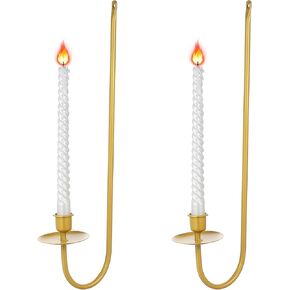 Cabilock Gold Wall Candle Sconces Set of 2 Metal Candle Holder Wall Decor for Living Room Farmhouse Fireplace Wedding 16.5×4.8×2.99