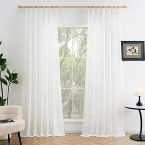 Pinch Pleated Linen Curtains 84 Inch Length 2 Panels for Living Room Bedroom Back Tab Neutral Farmhouse Light Filtering Privacy Window Curtain, Light Gray 40" W x 84" L