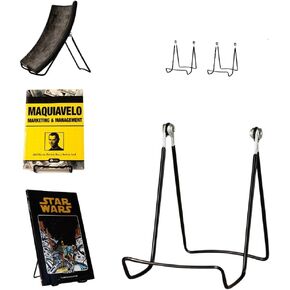 KINGDOM SOLUTIONS MADE IN USA 4-Pack Sturdy & Durable Adjustable White Metal Easels to Display Books, Frames, Comics, Plates & More - Unique on the Market