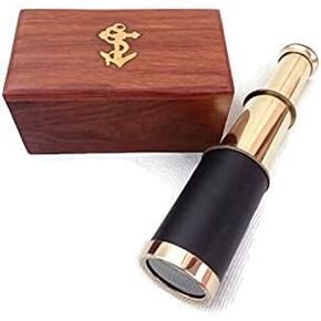 Captains Pirates Telescope Spyglass For Gift Adults Portable Collapsible Handheld Telescope Monocular Adventure Factory Brass decorative Nautical For Navy And Outdoor Spyglass Finish Box