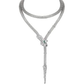 BriLove Gothic Punk Flexible Snake Choker Strand Necklace for Costume, Shiny Rhinestones Halloween Adjustable Snake Body Waist Chains Jewelry for Women Party Accessories