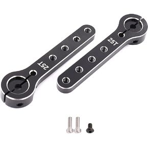 Servo Horn 56mm 25T Metal Servo Arm Extension Servo Horn for 30-100CC Balsa Airplanes 1/10 RC Crawler Car Boat Futaba HSP Wltoys Axial SCX10 Parts(2PCS Black)