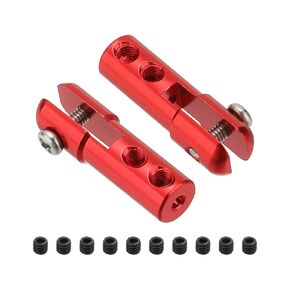 MECCANIXITY 2Pcs Metal Clevis M2 Thread Aluminum Alloy Clevis Servo Horn Tie Rod Chuck Connector with Screws for RC Airplane Car Helicopter Model Replacements,Red
