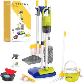 Toddler Toys Cleaning Set, Kids Cleaning Toy Set, Pretend Play Home Cleaning Playset - Incl.Electric Toy Vacuum, Broom and Dustpan Set, Mop,Duster and More,Cleaning Tools Toys for Boys Girls