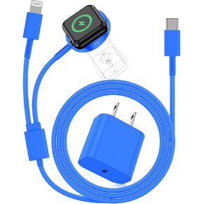 لشاحن ساعة Apple 2 في 1 USB C [معتمد من Apple MFi] كابل شحن سريع مغناطيسي iWatch بطول 6 أقدام ونوع C كتلة توصيل حائط لسلسلة iPhone Apple Watch Series 8/7/6/SE/5/4/3/2/1/ ايفون 14/13/12/11 in Kuwait