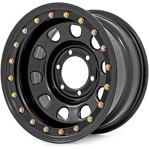 Rough Country Steel Simulated Bead Lock Wheel 17x9 | 6x5.5 | -12mm Offset | 4.25 Bore | Black Color Painted (17 x 9. inches /6 x 5 inches, -12 mm