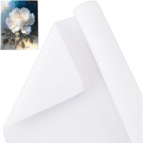 OLYCRAFT 14.7 Inch x 5.5 Yards Double Primed Cotton Canvas White Canvas Roll 0.3mm Thick Cotton Canvas Roll for Painting Double Primed Gesso Canvas Paper for Oil and Acrylic Paint Art Projects