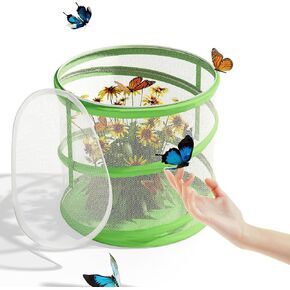 Butterfly Habitat Cage - Clear Mesh Enclosure Terrarium 12" x 14" Tall