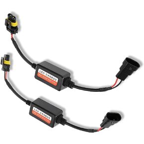 Pack-2 Car 9006/HB4/9012 LED Light Decoder, Lighting System Anti-flicker Harness Adapter for Car Radio Audio Filter, Bulb Modification Warning Error Fault Decoder, Universal for Cars (Black)