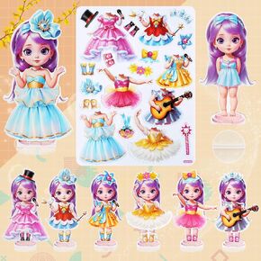 Magnetic Dress Up Dolls,Paper Dolls for Girls Ages 4-10,DIY Princess Magnetic Dress-Up Doll Pretend Play Set for Birthday (Lea)