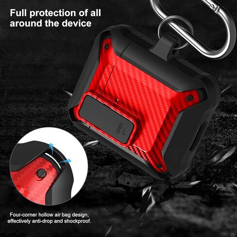 لوبنورد حافظة ايربودز مع قفل متوافق مع حافظة ابل ايربودز الجيل الثاني، حافظة متينة لعلبة شحن ايربودز الاولى مع سلسلة مفاتيح للرجال والنساء [مصباح LED امامي مرئي] in Kuwait