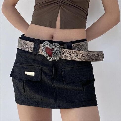 Women Wide Boho Disc Leather Belt Vintage Western Chunky Oval Concho Belt Y2k Grunge Accessories in Saudi Arabia