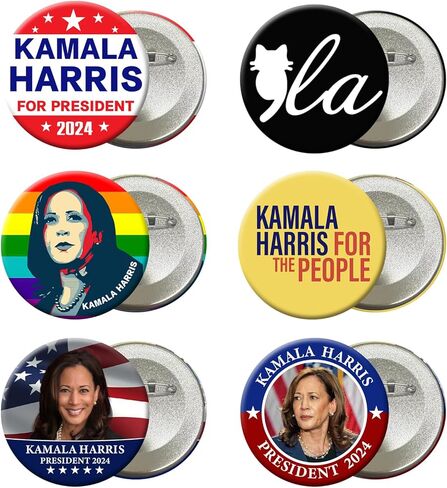 Kamala Harris 2024 for President Pins Button Harris Presidential Election Button Set of 6 Harris 2024 Campaign Button Pins For Men Women Comma La Merchandise 2.3 Inches in Kuwait