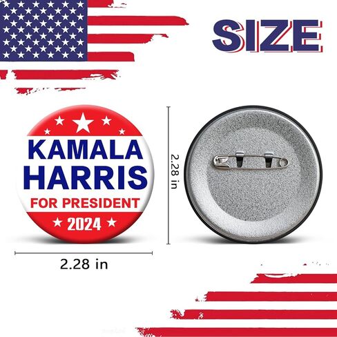 Kamala Harris 2024 for President Pins Button Harris Presidential Election Button Set of 6 Harris 2024 Campaign Button Pins For Men Women Comma La Merchandise 2.3 Inches in Kuwait