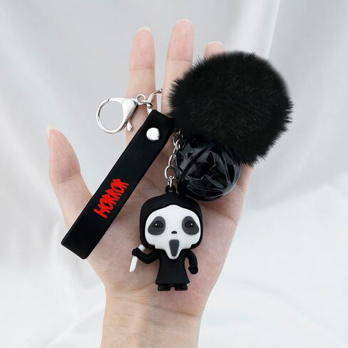 هدايا الهالوين للرجال والنساء، سلاسل المفاتيح لمحبي أفلام الرعب، Scream Ghostface Merch، ملحقات السيارة اللطيفة، حشوات سلة مخيفة للبنين والبنات، حلقات مفاتيح جرس وجه الشبح لمفضلات الحفلات in Saudi Arabia