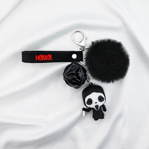 هدايا الهالوين للرجال والنساء، سلاسل المفاتيح لمحبي أفلام الرعب، Scream Ghostface Merch، ملحقات السيارة اللطيفة، حشوات سلة مخيفة للبنين والبنات، حلقات مفاتيح جرس وجه الشبح لمفضلات الحفلات in Saudi Arabia