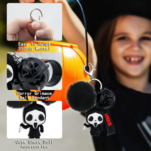 هدايا الهالوين للرجال والنساء، سلاسل المفاتيح لمحبي أفلام الرعب، Scream Ghostface Merch، ملحقات السيارة اللطيفة، حشوات سلة مخيفة للبنين والبنات، حلقات مفاتيح جرس وجه الشبح لمفضلات الحفلات in Saudi Arabia
