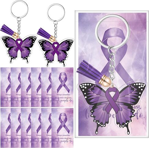 فراشة السرطان الوعي سلسلة المفاتيح الشريط بطاقة ملهمة للتوعية بالسرطان هدية الناجين للنساء in Kuwait