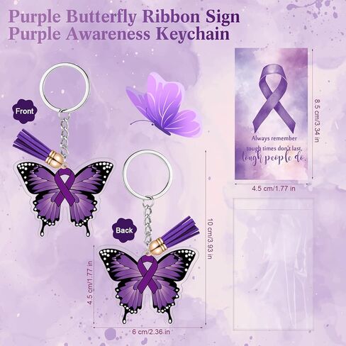 فراشة السرطان الوعي سلسلة المفاتيح الشريط بطاقة ملهمة للتوعية بالسرطان هدية الناجين للنساء in Kuwait