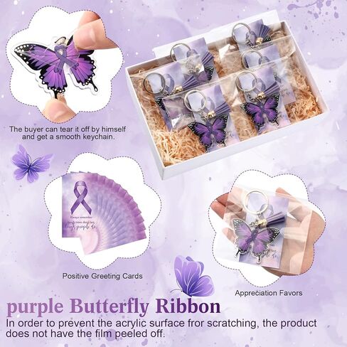 فراشة السرطان الوعي سلسلة المفاتيح الشريط بطاقة ملهمة للتوعية بالسرطان هدية الناجين للنساء in Kuwait