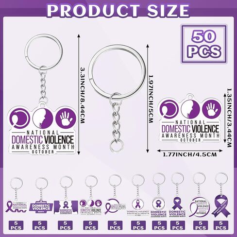 50 قطعة من سلسلة المفاتيح الأكريليك لشهر التوعية بالعنف المنزلي من Remuuly شهر التوعية بالعنف المنزلي وحفلات المهرجانات وشهر التوعية بالعنف المنزلي للنساء والرجال in Kuwait