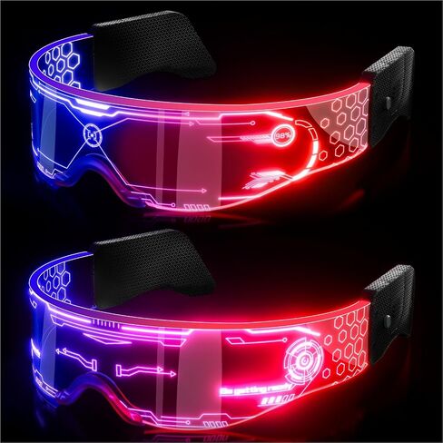 Cool Cyberpunk LED Rave Glasses: Futuristic Light-Up Visor Goggles and Space Sunglasses, Perfect for Space Costume in Saudi Arabia
